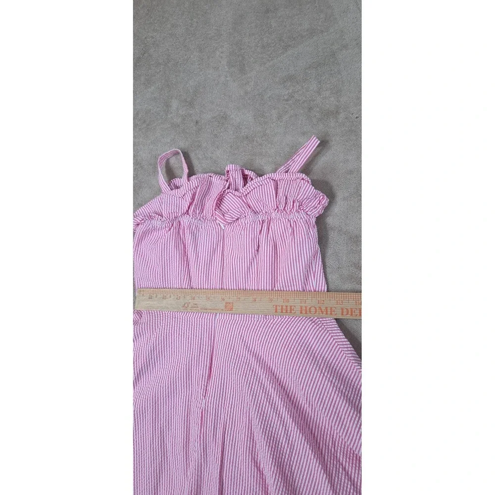 Polo Ralph Lauren Seersucker Dress Girls Size 10 Pink & White Striped Lined GOOD